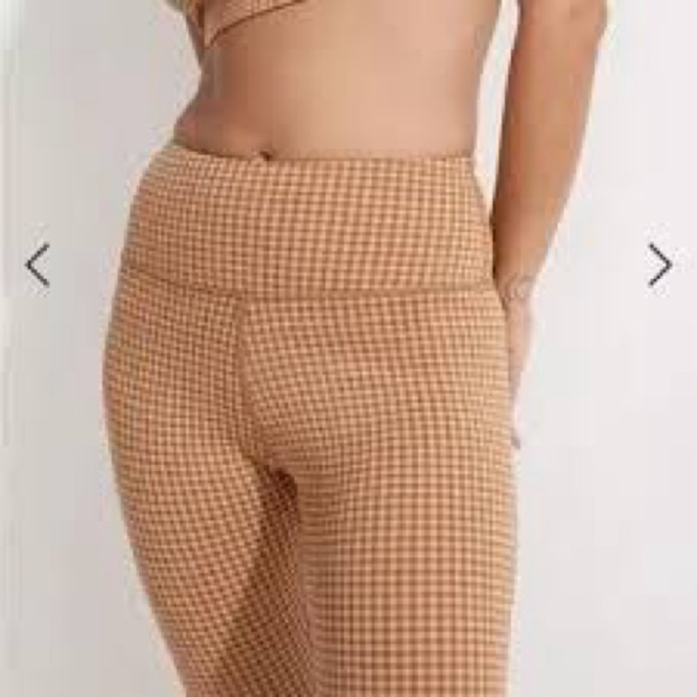 Madewell MWL Brown and Tan Gingham Leggings